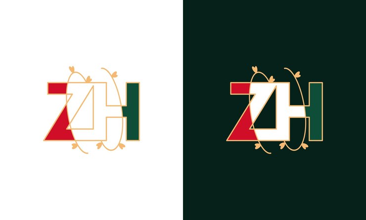 Vector logotipo creativo de la letra zh o hz con concepto floral de belleza de vector premium