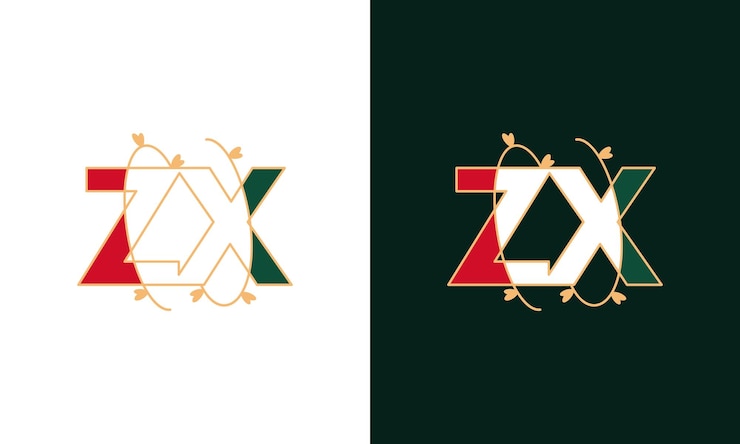 Vector logotipo creativo de letras zx o xz con concepto floral de belleza de vector premium