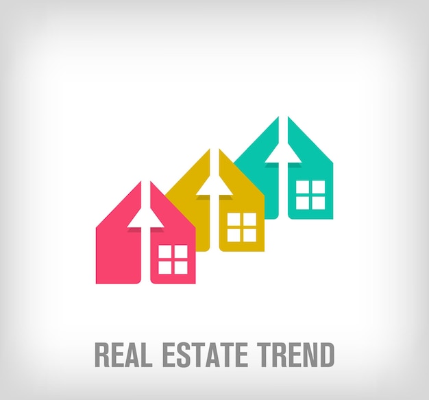 Logotipo creativo del mercado inmobiliario Transiciones de colores únicas Mejoramiento del valor de la vivienda Logotipo corporativo