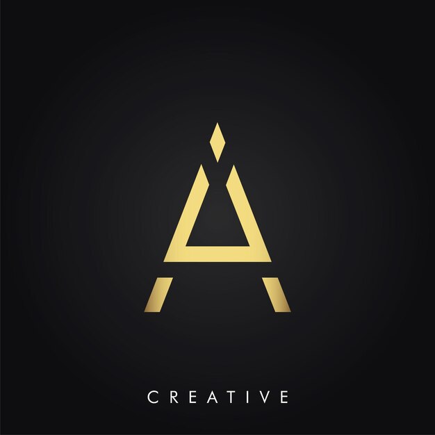 Un logotipo creativo mínimo de última generación en color oro diseño de logotipo de lujo diseño de logotipo de última generación de vector premium