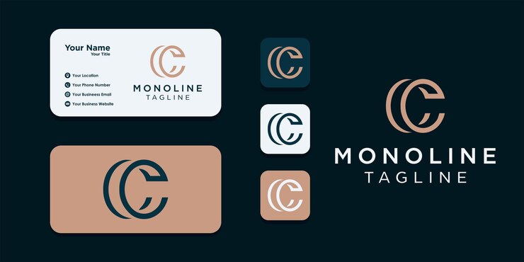 Vector logotipo creativo monograma letra cc diseño de logotipo y tarjeta de visita vector premium