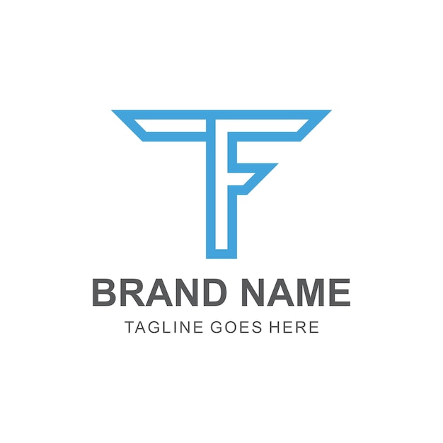 Logotipo creativo de monograma tf o ft de marca de letra vectorial
