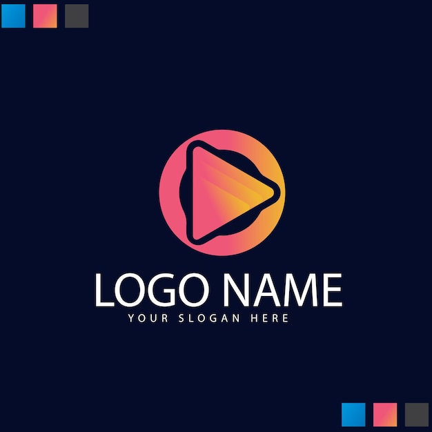 Logotipo creativo de música de reproducción moderna vectorial
