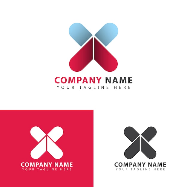 Logotipo creativo Plantilla de diseño de logotipo X Colección de alfabeto colorido Escriba el logotipo del personaje