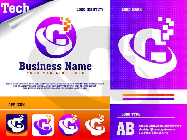 Logotipo creativo de la tecnología digital moderna de la letra g
