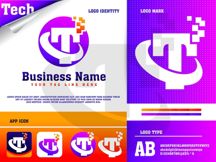 Vector logotipo creativo de la tecnología digital moderna de la letra t