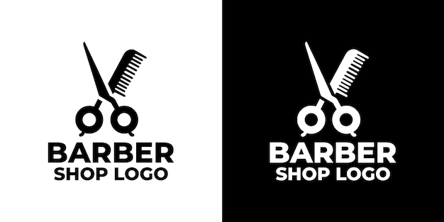 Logotipo creativo y único de barbería con audaz diseño en blanco y negro