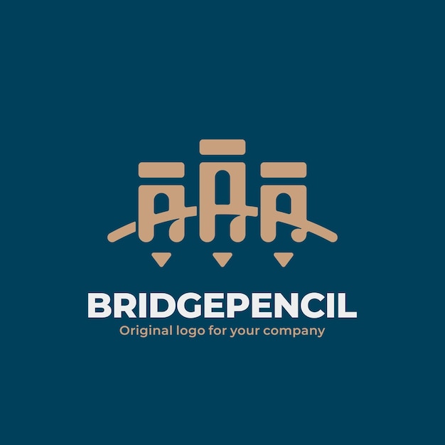 Logotipo creativo y único con concepto de puente de lápiz.