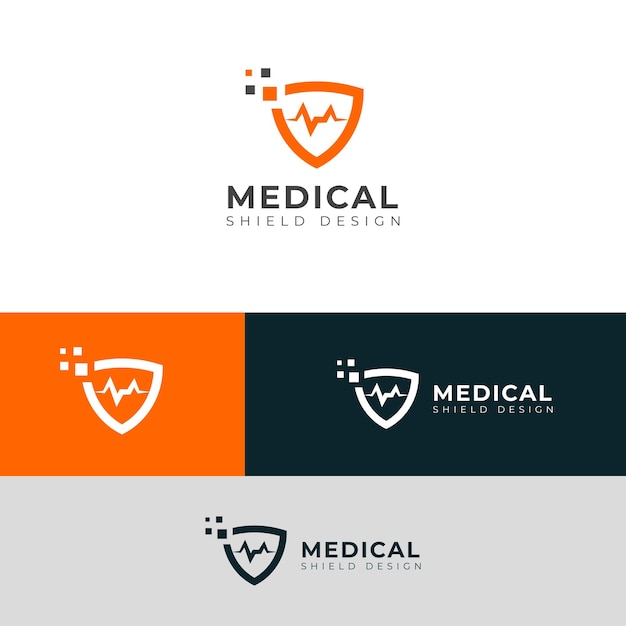 Logotipo creativo del vector del escudo médico