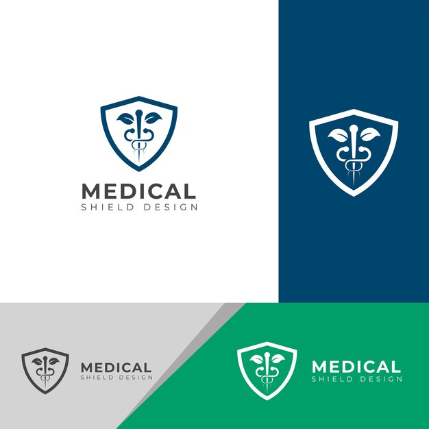 Logotipo creativo del vector del escudo médico