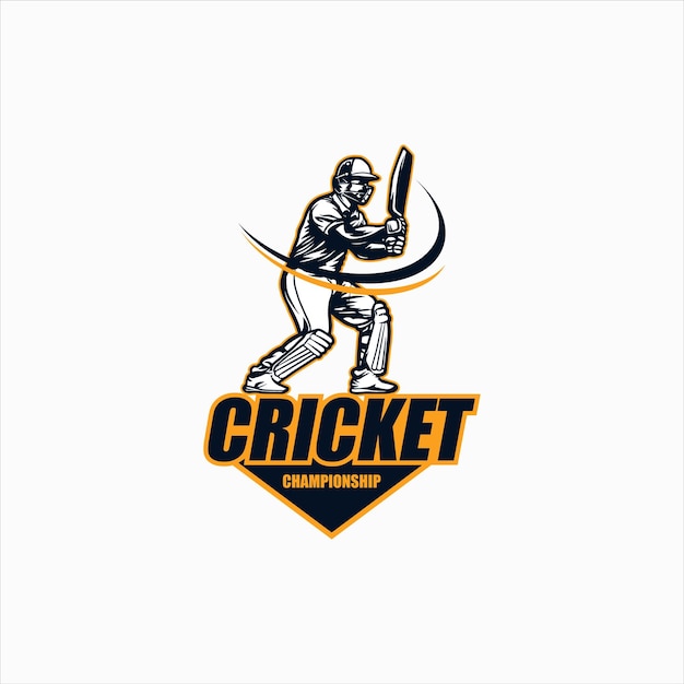 Logotipo de cricket silueta de un jugador de cricket ilustración vectorial