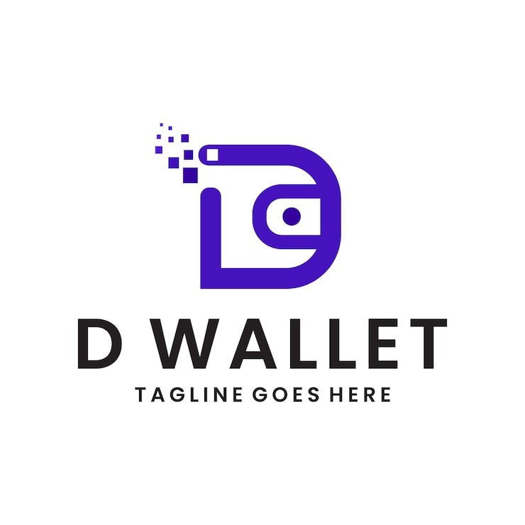 Vector logotipo criptográfico de la cartera d. logotipo multifuncional utilizado en empresas de tecnología, en empresas y aplicaciones para el desarrollo de software, construcción