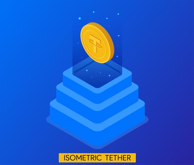 logotipo de criptomoneda de atadura de vector isométrica