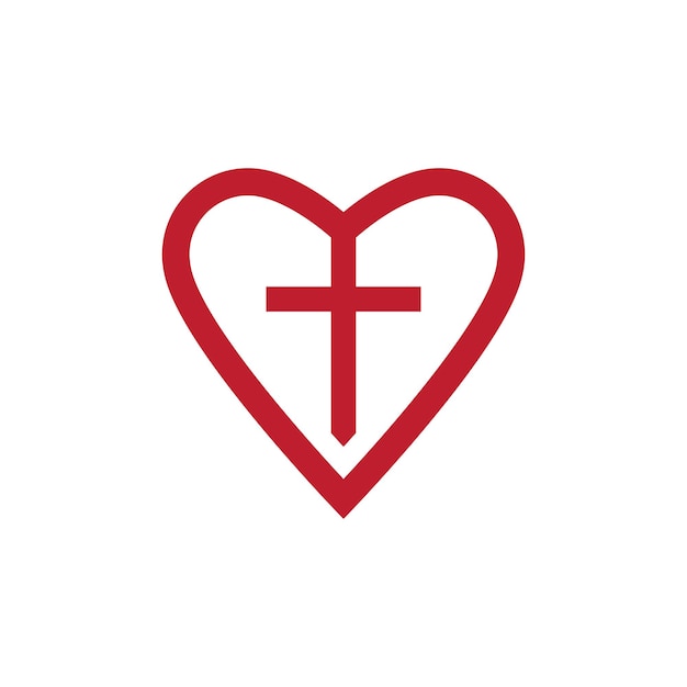 Vector logotipo de cruz y amor