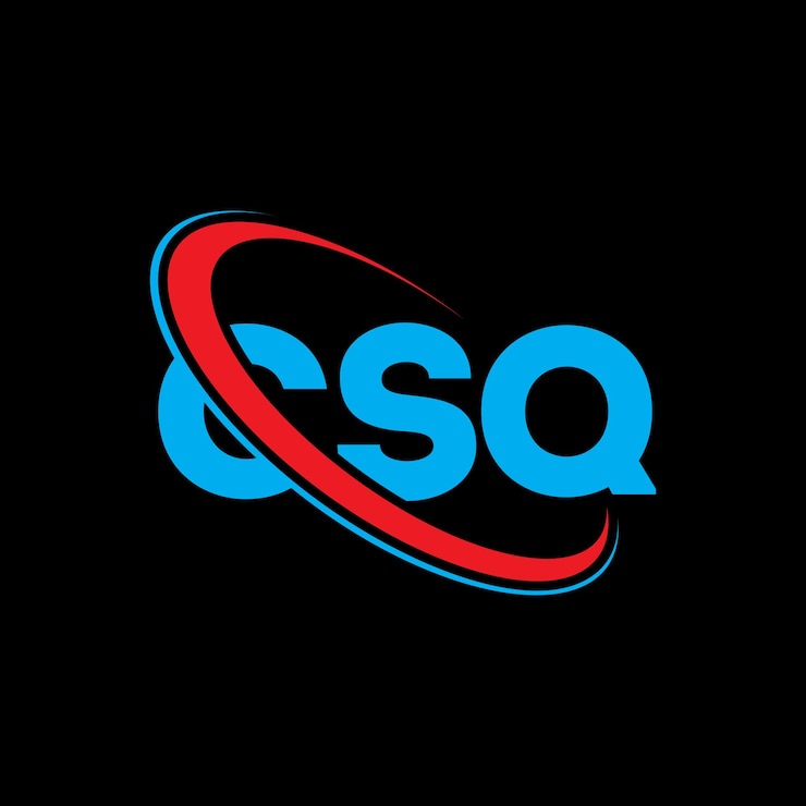 Vector el logotipo csq, la letra csq, el diseño del logotipo de la carta csq, las iniciales csq, vinculado con un círculo y un monograma en mayúsculas, el logotipo de csq, tipografía para negocios tecnológicos y marca inmobiliaria.