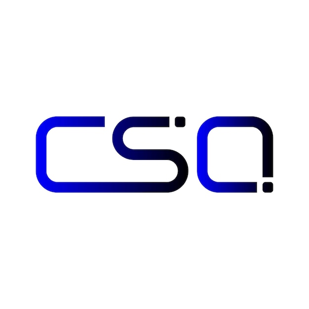El logotipo de CSQ, las letras iniciales, el diseño de identidad de la marca, el gradiente azul, la tecnología minimalista moderna.