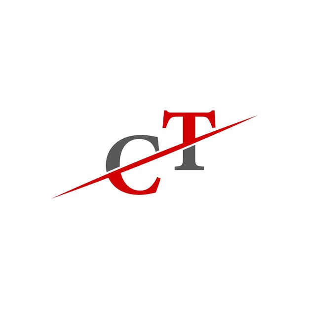 Logotipo CT minimalista con línea diagonal dinámica