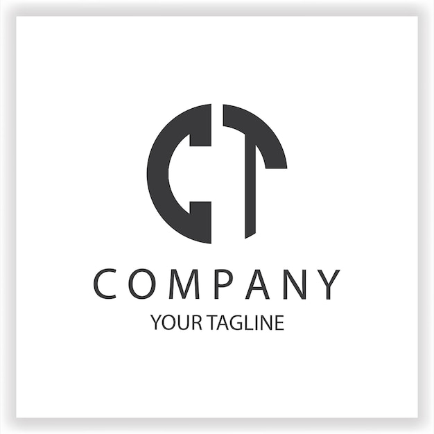 El logotipo CT monograma sencillo y moderno círculo de color negro plantilla de diseño de vector elegante premium eps 10