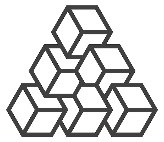 Logotipo de cubo abstracto con geometría imposible Emblema de figura isométrica