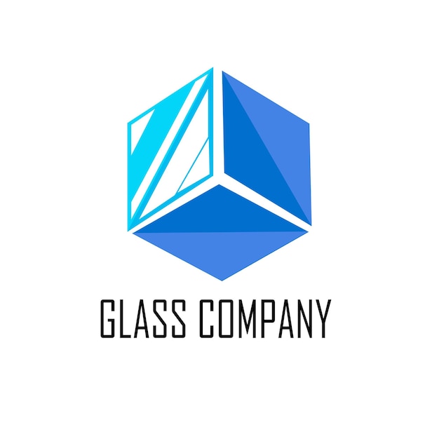 El logotipo del cubo azul para GLASS COMPANY