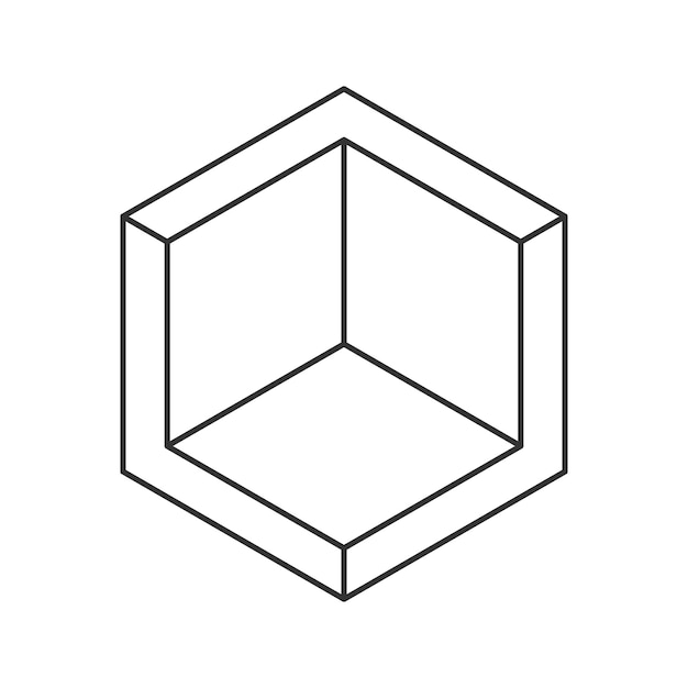 Logotipo del cubo diseño vectorial geométrico logotipo de caja monocromática de la compañía emblema tecnológico de moda en estilo de línea isométrica