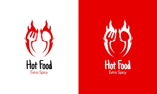 Logotipo de cuchara y tenedor caliente para restaurante.