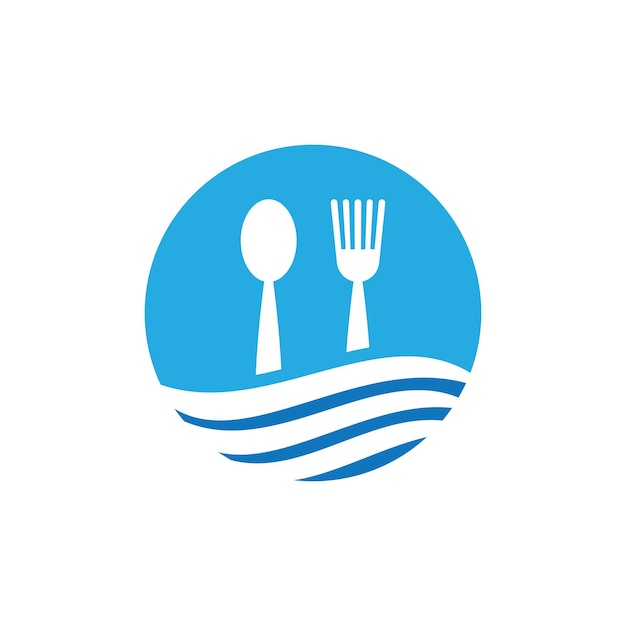 Logotipo de cuchara y tenedor de mariscos