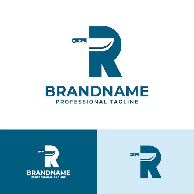 Logotipo de cuchillo de letra R para carnicerías o marcas de restaurantes