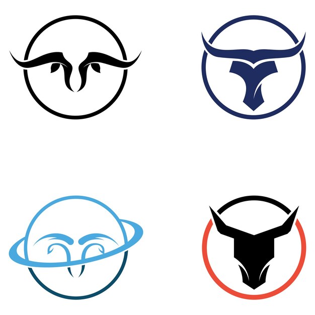 Logotipo de cuerno de cabeza de toro usando un concepto de diseño de plantilla de ilustración vectorial