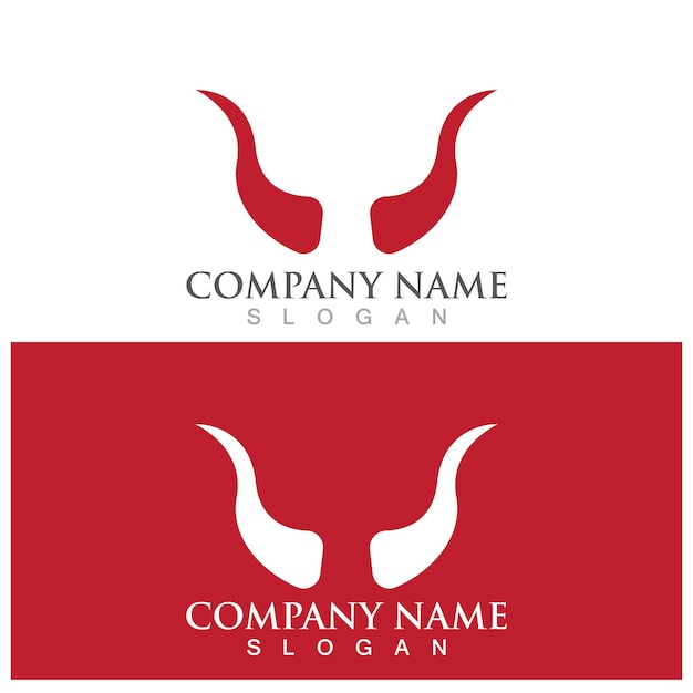 Logotipo de cuernos de diablo y plantilla vectorial
