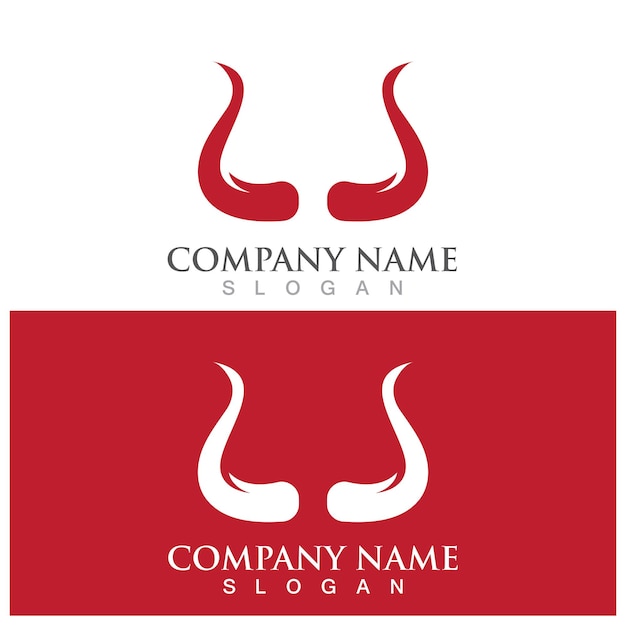 Logotipo de cuernos de diablo y plantilla vectorial