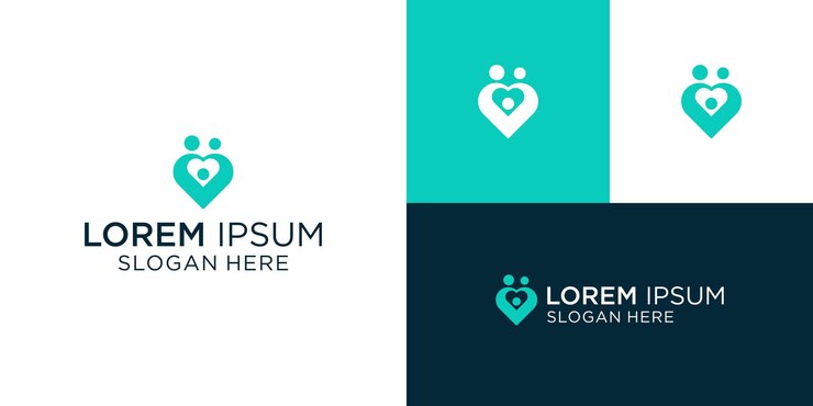 el logotipo de cuidado de amor familiar con diseño colorido