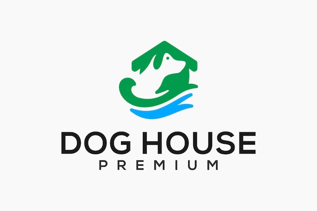 Logotipo de cuidado de la casa del perro