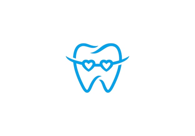 logotipo de cuidado dental sencillo minimalista amor corazón línea de dientes inspiración diseño de icono