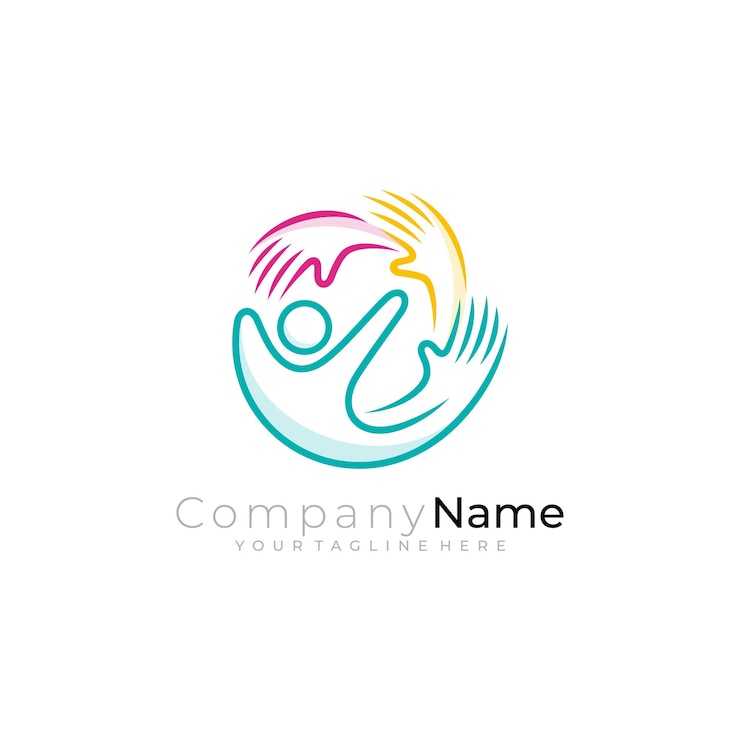 Vector logotipo de cuidado de la gente y logotipo de la mano logotipos de la comunidad social