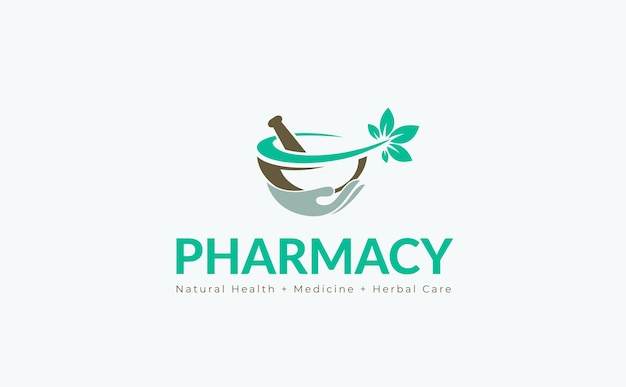 Logotipo de cuidado de hierbas de bienestar de farmacia