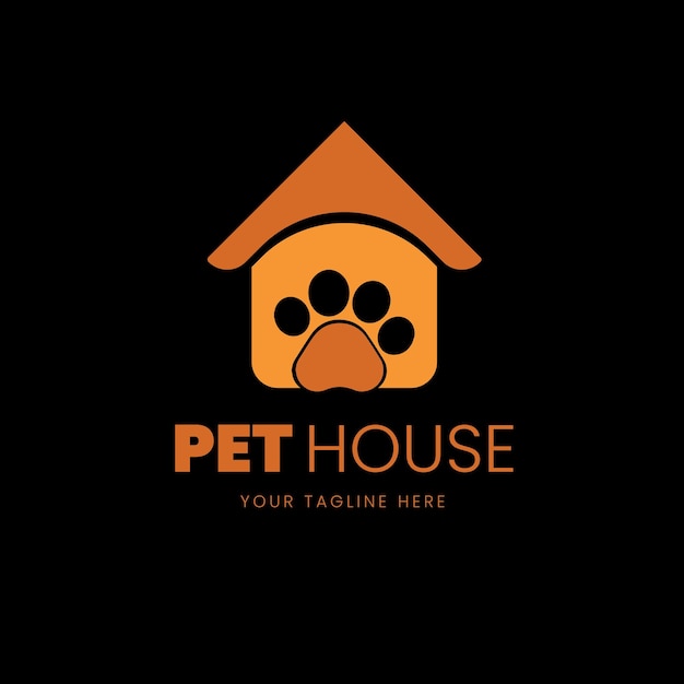 Logotipo de cuidado de mascotas con símbolos de nariz. logotipo de la casa de mascotas. Casa de perro. plantilla de logotipo de vector de centro de cuidado de mascotas
