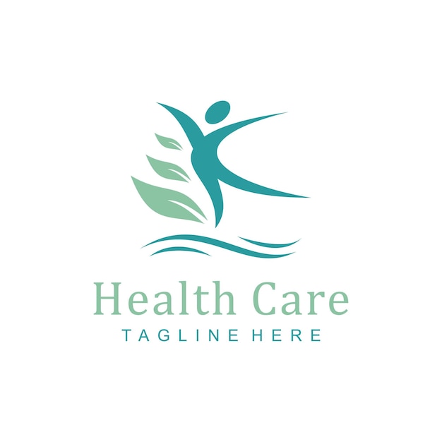 Logotipo de cuidado de la naturaleza saludable concepto de diseño de cuidado creativo Premium Vector