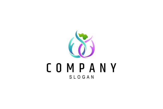 logotipo de cuidado de personas con icono de mano abstracto en estilo de diseño vectorial plano