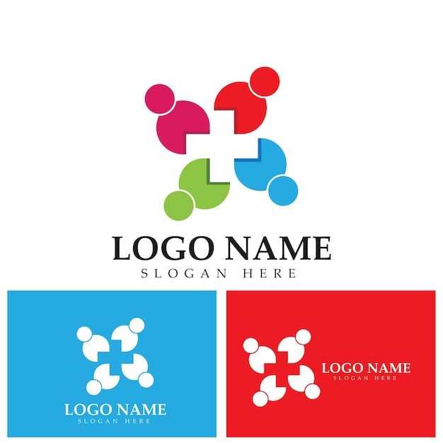 Logotipo de cuidado de personas con símbolo más