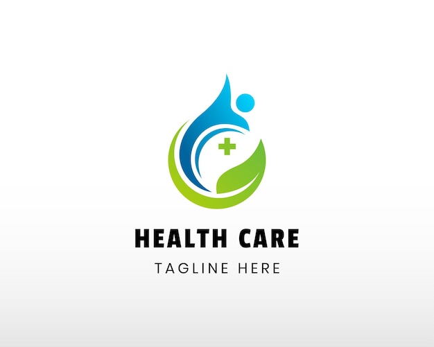 Logotipo de cuidado de la salud deja gota de agua de logotipo natural