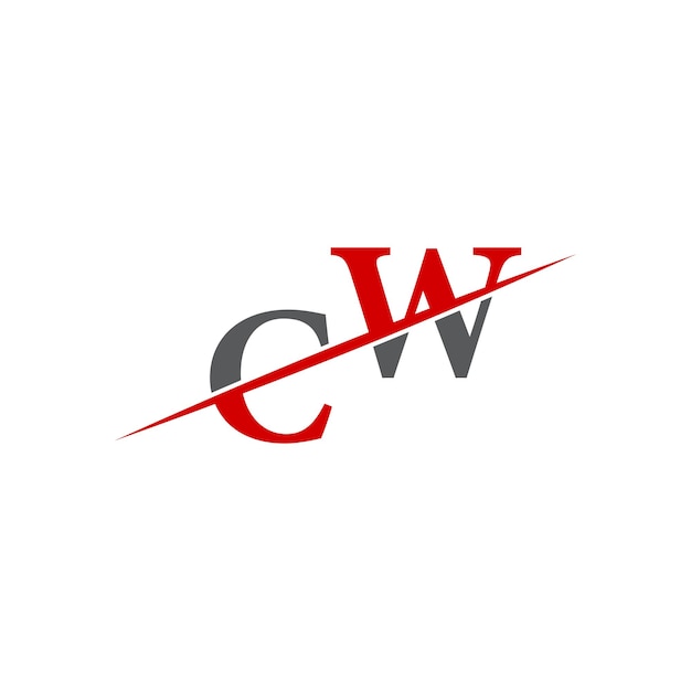 Logotipo CW minimalista con línea diagonal dinámica