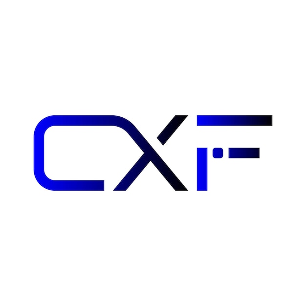 El logotipo CXF, el monograma, el diseño de las letras, la identidad de la marca, el gradiente azul inicial, el resumen minimalista moderno.