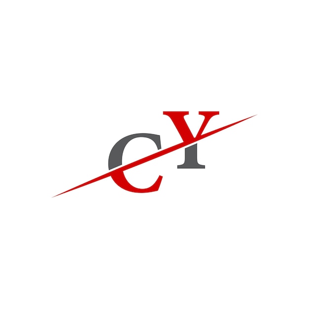 Logotipo CY minimalista con línea diagonal dinámica