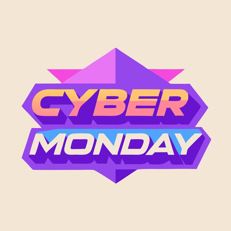 Vector un logotipo para cyber monday en un fondo beige