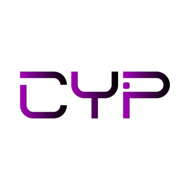 El logotipo CYP monograma iniciales diseño de identidad de marca gradiente púrpura marca de letras mínima moderna