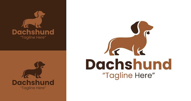 Logotipo de Dachshund personalizable para la marca y el diseño de la industria de mascotas