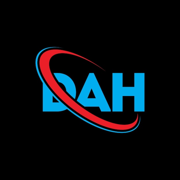 Logotipo DAH DAH letra DAH letra diseño de logotipo Iniciales DAH logotipo vinculado con círculo y mayúscula monograma logotipo DAH tipografía para negocios de tecnología y marca inmobiliaria