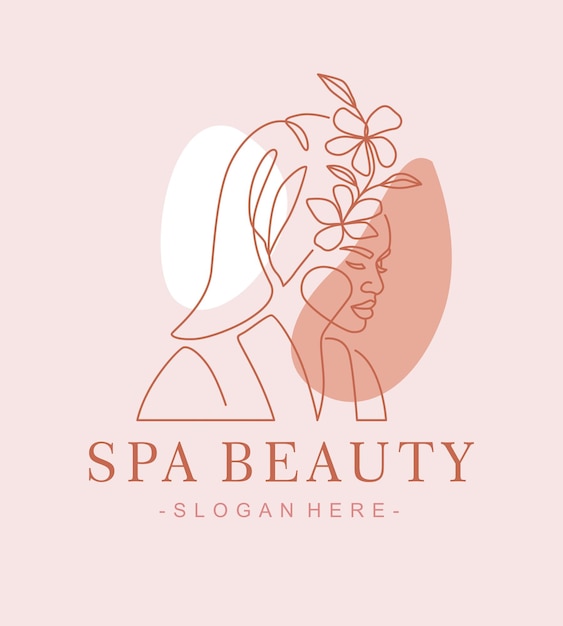 Vector logotipo de dama spa en estilo de arte lineal