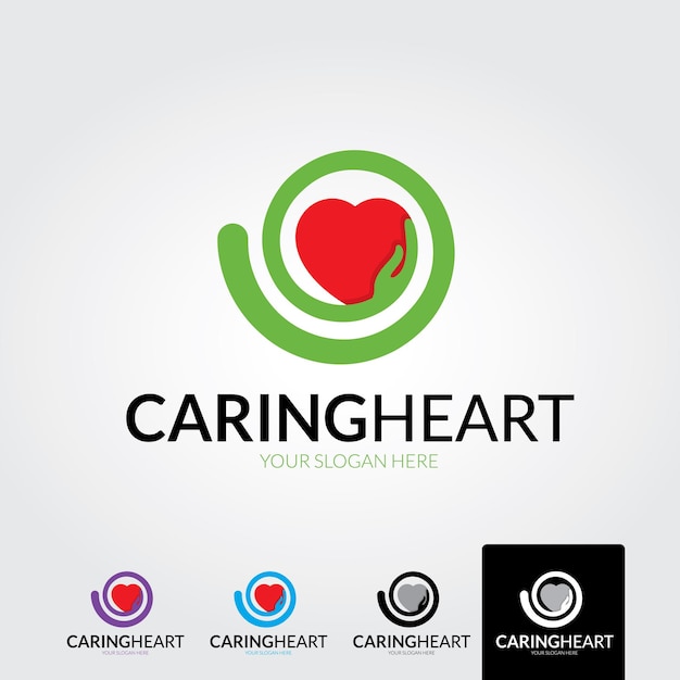 Logotipo de dar amor, dar corazón, logotipo de corazón y mano, logotipo de cuidado de la salud, diseño de logotipo de cuidado de personas